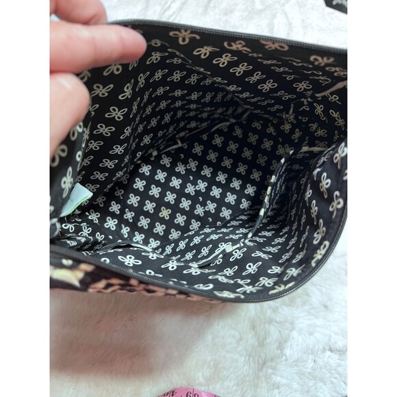 Vera Bradley Lola Quilted Shoulder Bag With Black & White Geometric Pattern - Picture 8 of 12